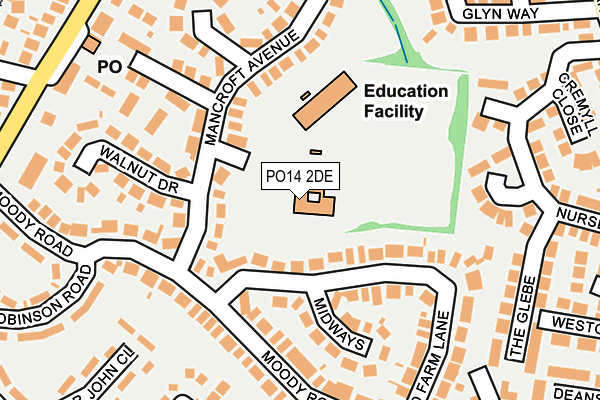 PO14 2DE map - OS OpenMap – Local (Ordnance Survey)