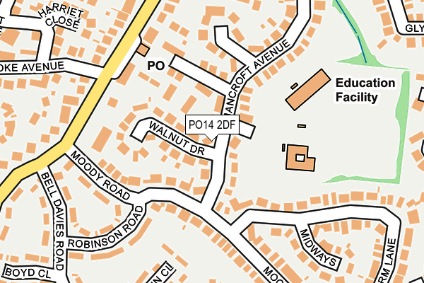 PO14 2DF map - OS OpenMap – Local (Ordnance Survey)