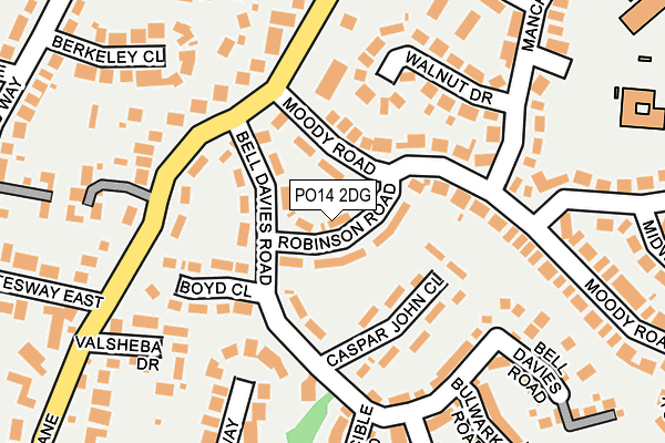 PO14 2DG map - OS OpenMap – Local (Ordnance Survey)