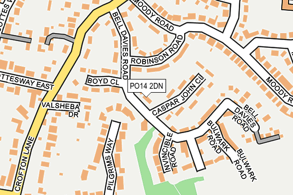 PO14 2DN map - OS OpenMap – Local (Ordnance Survey)