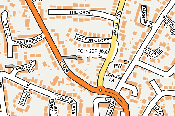 PO14 2DP map - OS OpenMap – Local (Ordnance Survey)