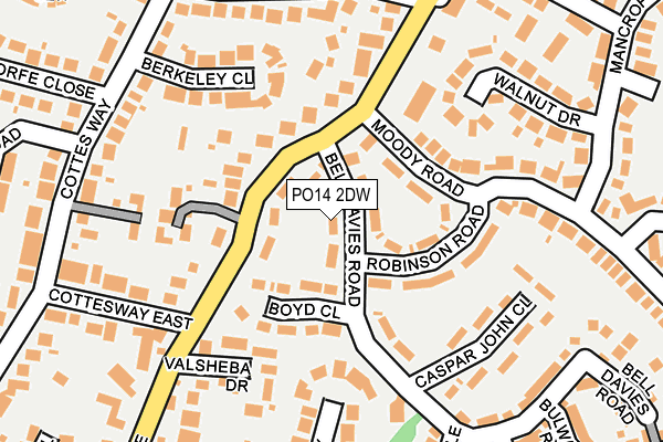 PO14 2DW map - OS OpenMap – Local (Ordnance Survey)