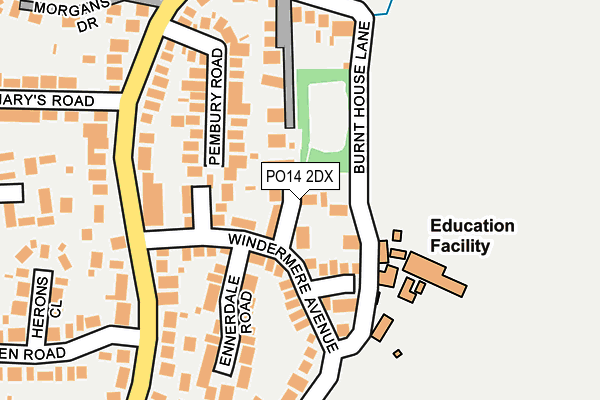 PO14 2DX map - OS OpenMap – Local (Ordnance Survey)
