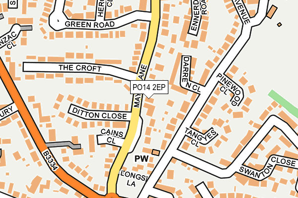PO14 2EP map - OS OpenMap – Local (Ordnance Survey)