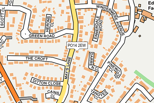 PO14 2EW map - OS OpenMap – Local (Ordnance Survey)