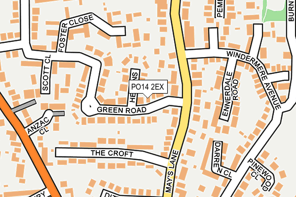 PO14 2EX map - OS OpenMap – Local (Ordnance Survey)