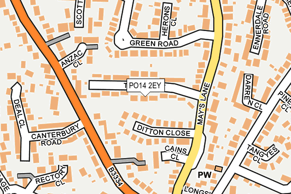 PO14 2EY map - OS OpenMap – Local (Ordnance Survey)
