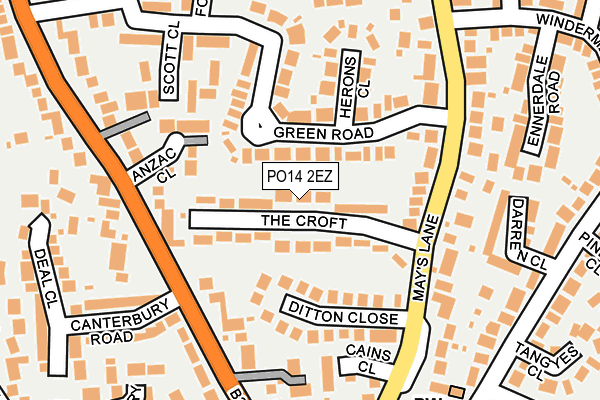 PO14 2EZ map - OS OpenMap – Local (Ordnance Survey)