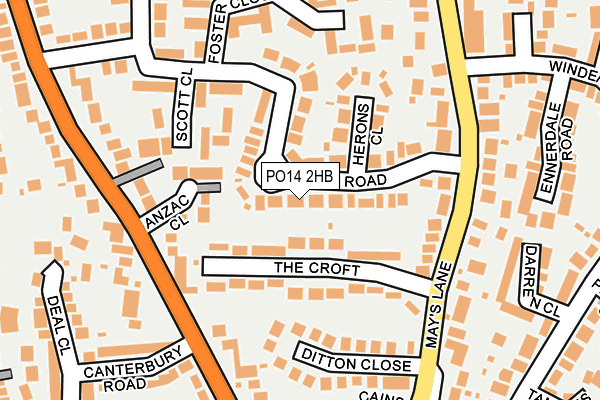 PO14 2HB map - OS OpenMap – Local (Ordnance Survey)