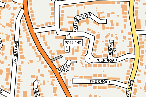 PO14 2HD map - OS OpenMap – Local (Ordnance Survey)