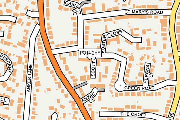 PO14 2HF map - OS OpenMap – Local (Ordnance Survey)