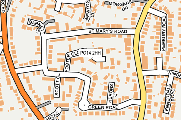 PO14 2HH map - OS OpenMap – Local (Ordnance Survey)