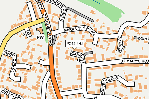 PO14 2HJ map - OS OpenMap – Local (Ordnance Survey)