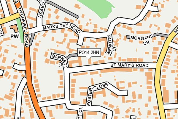 PO14 2HN map - OS OpenMap – Local (Ordnance Survey)