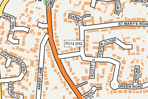 PO14 2HQ map - OS OpenMap – Local (Ordnance Survey)