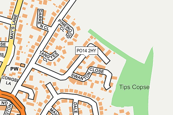 PO14 2HY map - OS OpenMap – Local (Ordnance Survey)