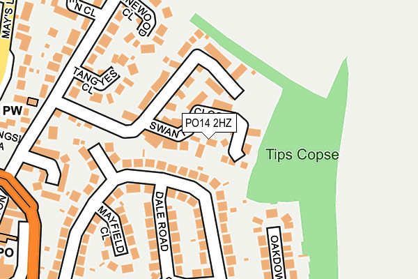 PO14 2HZ map - OS OpenMap – Local (Ordnance Survey)