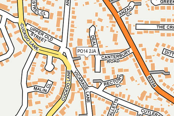 PO14 2JA map - OS OpenMap – Local (Ordnance Survey)