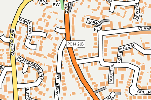 PO14 2JB map - OS OpenMap – Local (Ordnance Survey)