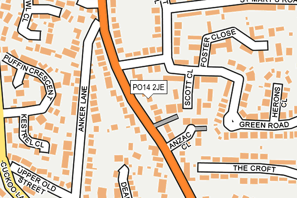 PO14 2JE map - OS OpenMap – Local (Ordnance Survey)