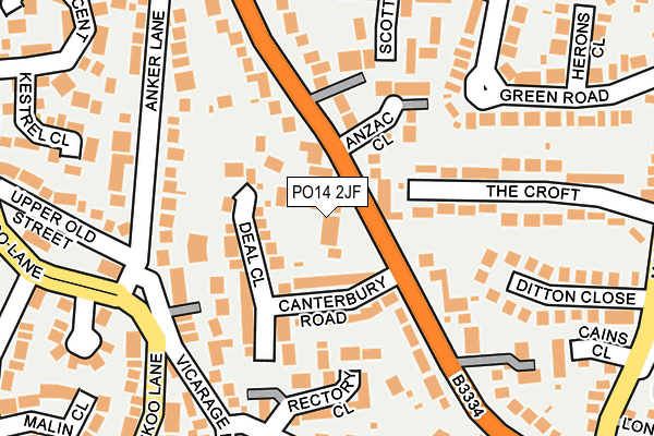 PO14 2JF map - OS OpenMap – Local (Ordnance Survey)