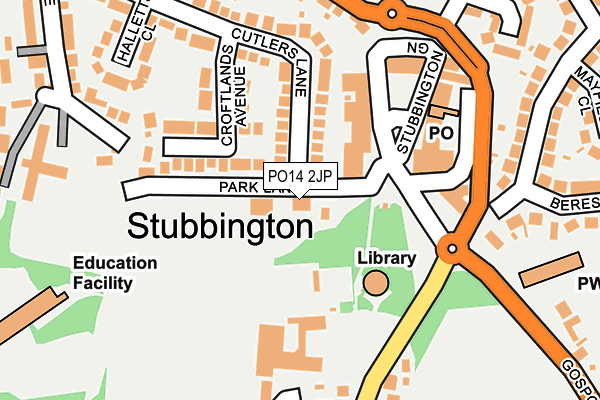 PO14 2JP map - OS OpenMap – Local (Ordnance Survey)