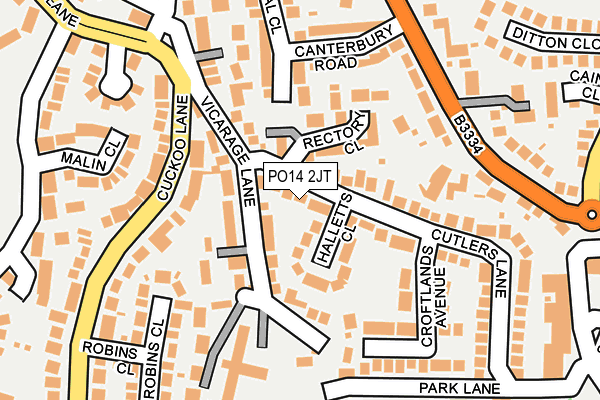 PO14 2JT map - OS OpenMap – Local (Ordnance Survey)