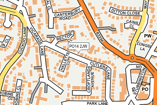 PO14 2JW map - OS OpenMap – Local (Ordnance Survey)