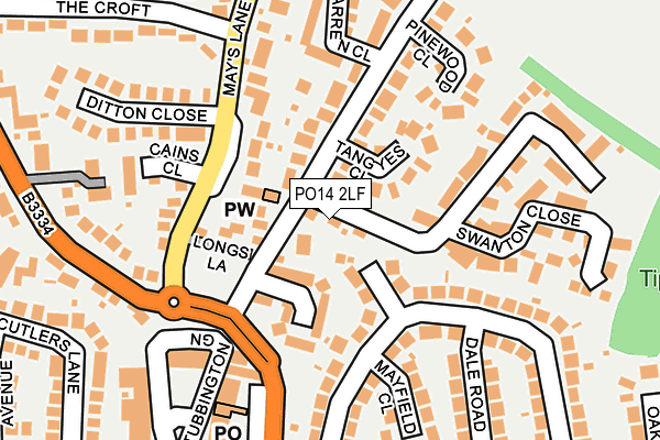 PO14 2LF map - OS OpenMap – Local (Ordnance Survey)