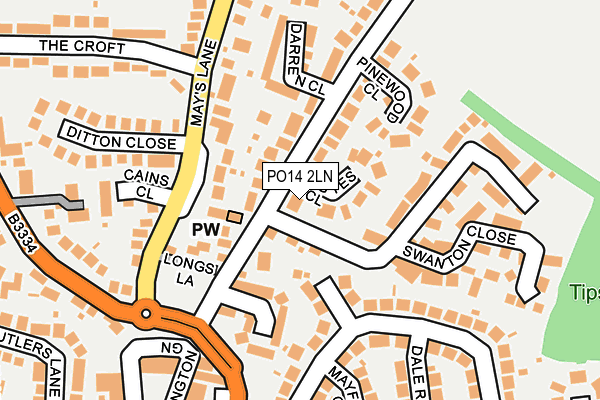PO14 2LN map - OS OpenMap – Local (Ordnance Survey)