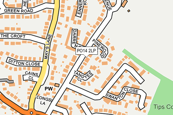 PO14 2LP map - OS OpenMap – Local (Ordnance Survey)