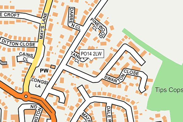PO14 2LW map - OS OpenMap – Local (Ordnance Survey)