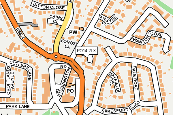 PO14 2LX map - OS OpenMap – Local (Ordnance Survey)