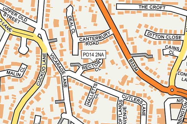 PO14 2NA map - OS OpenMap – Local (Ordnance Survey)