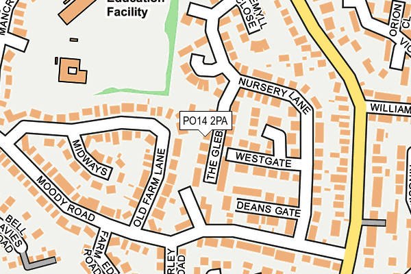 PO14 2PA map - OS OpenMap – Local (Ordnance Survey)