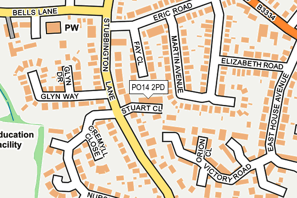 PO14 2PD map - OS OpenMap – Local (Ordnance Survey)