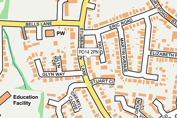 PO14 2PN map - OS OpenMap – Local (Ordnance Survey)