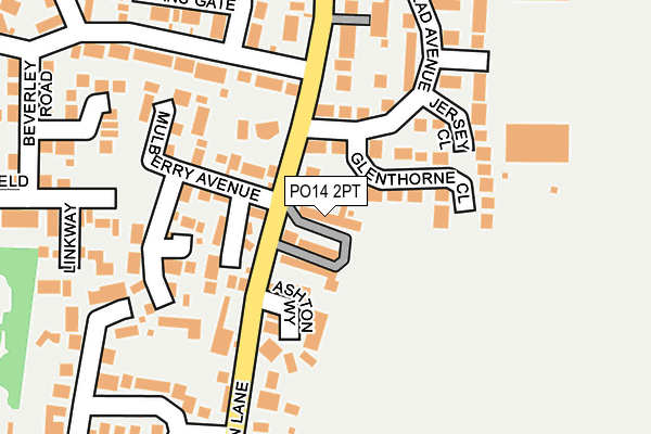 PO14 2PT map - OS OpenMap – Local (Ordnance Survey)