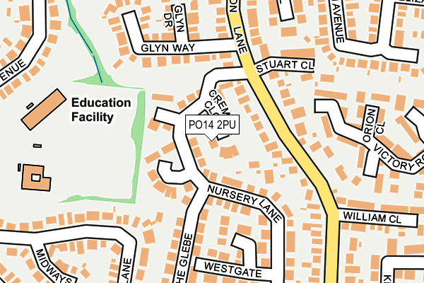 PO14 2PU map - OS OpenMap – Local (Ordnance Survey)