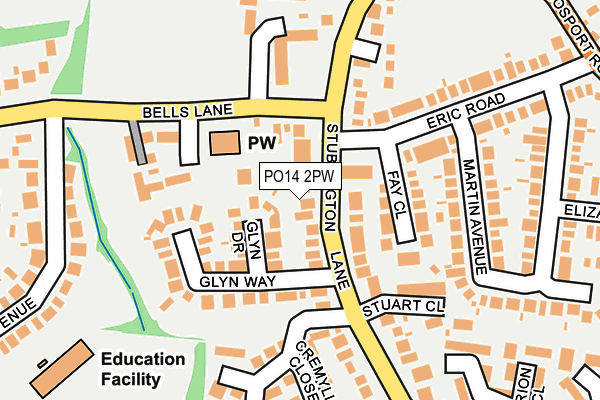 PO14 2PW map - OS OpenMap – Local (Ordnance Survey)