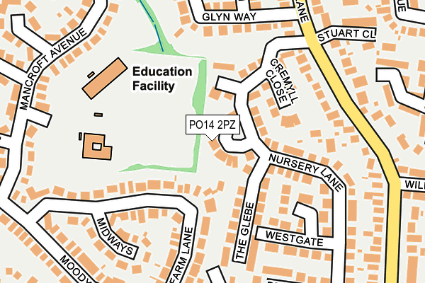 PO14 2PZ map - OS OpenMap – Local (Ordnance Survey)