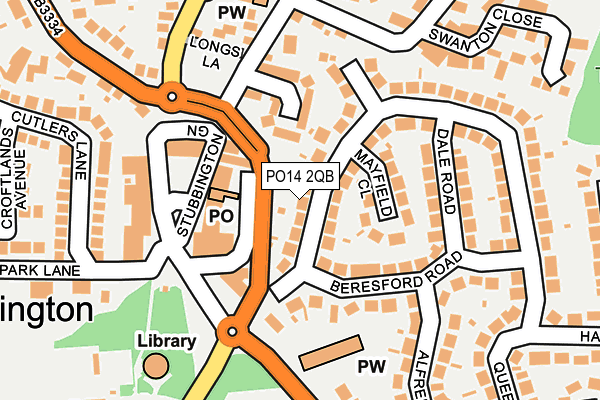 PO14 2QB map - OS OpenMap – Local (Ordnance Survey)