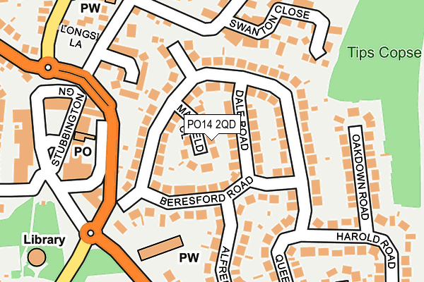 PO14 2QD map - OS OpenMap – Local (Ordnance Survey)