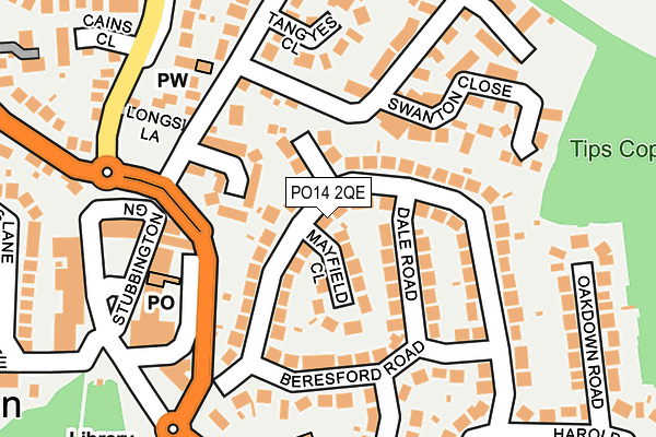 PO14 2QE map - OS OpenMap – Local (Ordnance Survey)