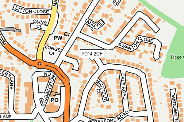 PO14 2QF map - OS OpenMap – Local (Ordnance Survey)