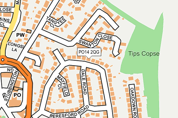 PO14 2QG map - OS OpenMap – Local (Ordnance Survey)