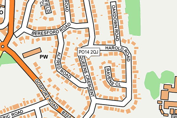 PO14 2QJ map - OS OpenMap – Local (Ordnance Survey)