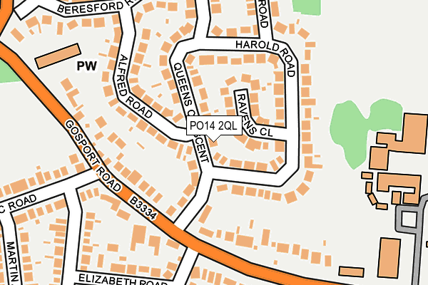 PO14 2QL map - OS OpenMap – Local (Ordnance Survey)