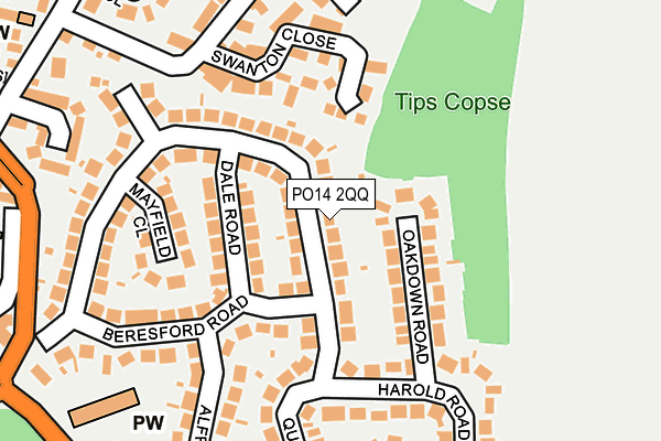 PO14 2QQ map - OS OpenMap – Local (Ordnance Survey)