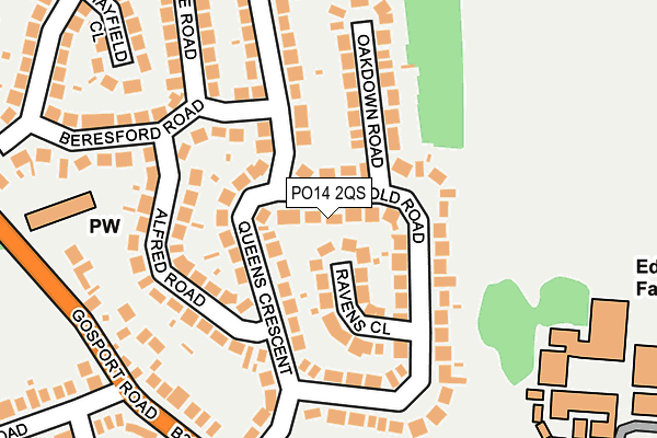 PO14 2QS map - OS OpenMap – Local (Ordnance Survey)